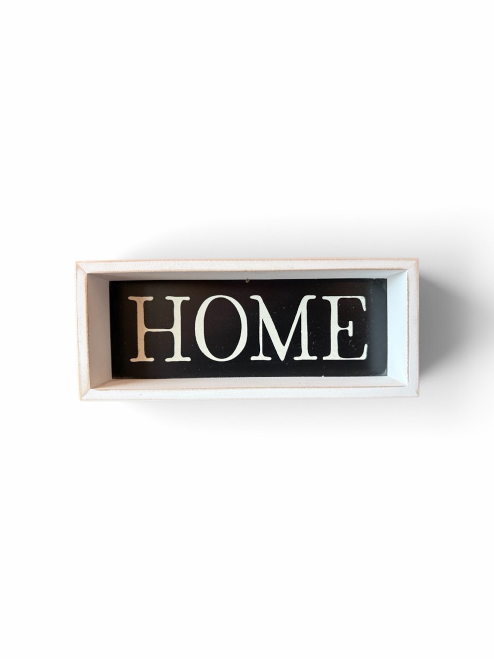 Rustic Farmhouse “HOME” Wood Box Sign Black & White Decor